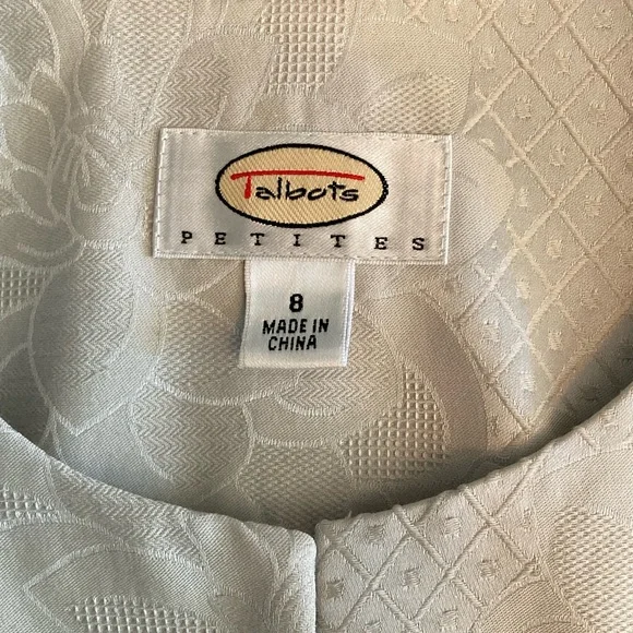 Gorgeous! Talbots Car Coat Floral Jacquard Long Line Jacket Vanilla Off-White 8P - Picture 5 of 16